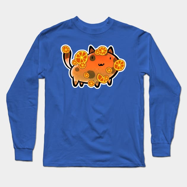 Orange Fruit Cat Long Sleeve T-Shirt by saradaboru